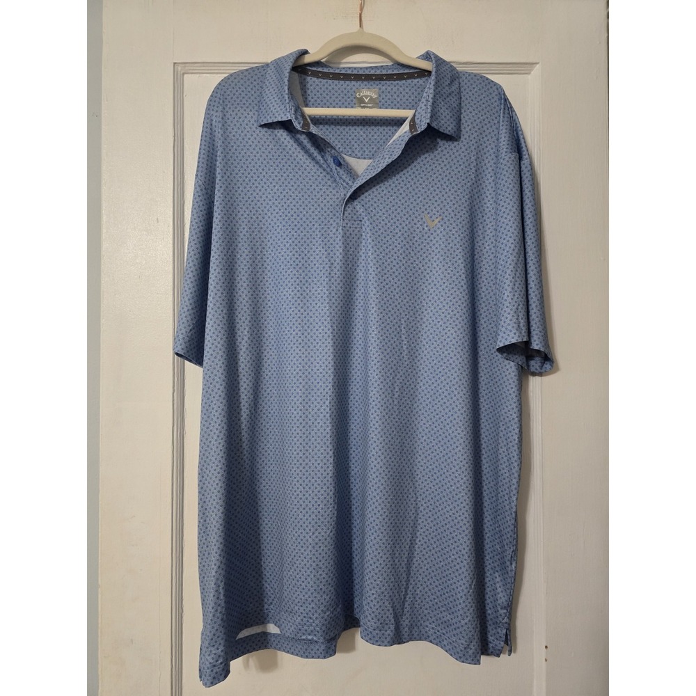 Callaway Men's Opti-Dri Performance Stretch Golf Polo Blue Print Size XXL